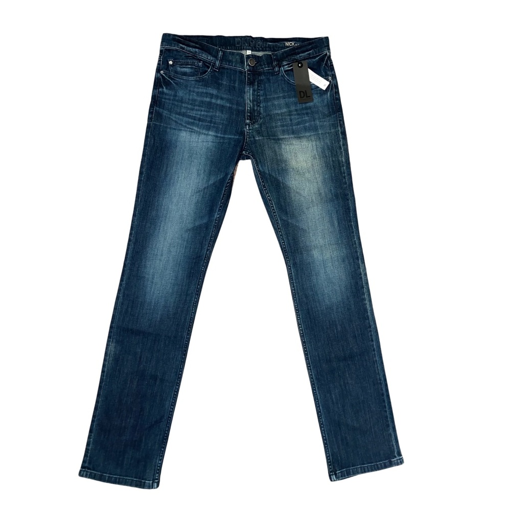 New DL1961 Men's Jeans Slim Fit Nick Navy Blue Faded Denim Mid-Wash size 34